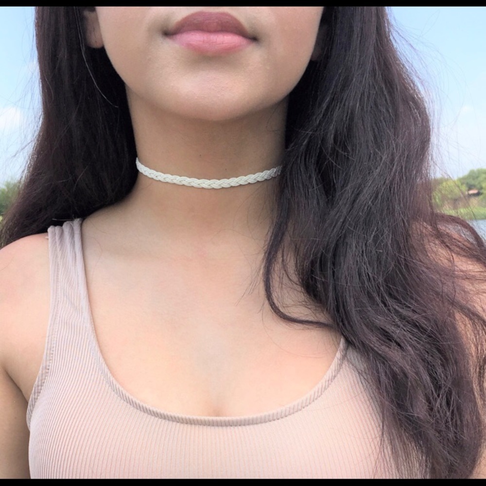 Cream colored knit choker